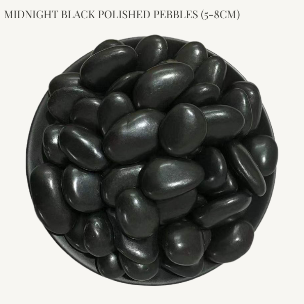 25kg bag of smooth black polished river pebbles for garden landscaping