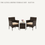 The Althea 3-Piece Rattan Bistro Set with Beige Cushions