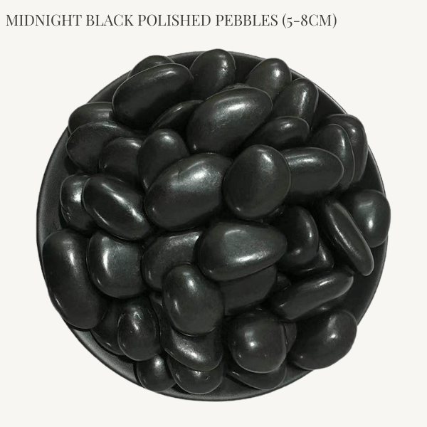 Midnight Black Polished Pebbles (5-8cm)